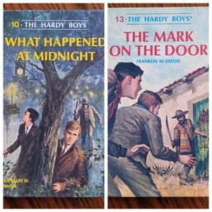 Hardy Boys. What Happened at Midnight. The Mark on the Door. Vintage books.
